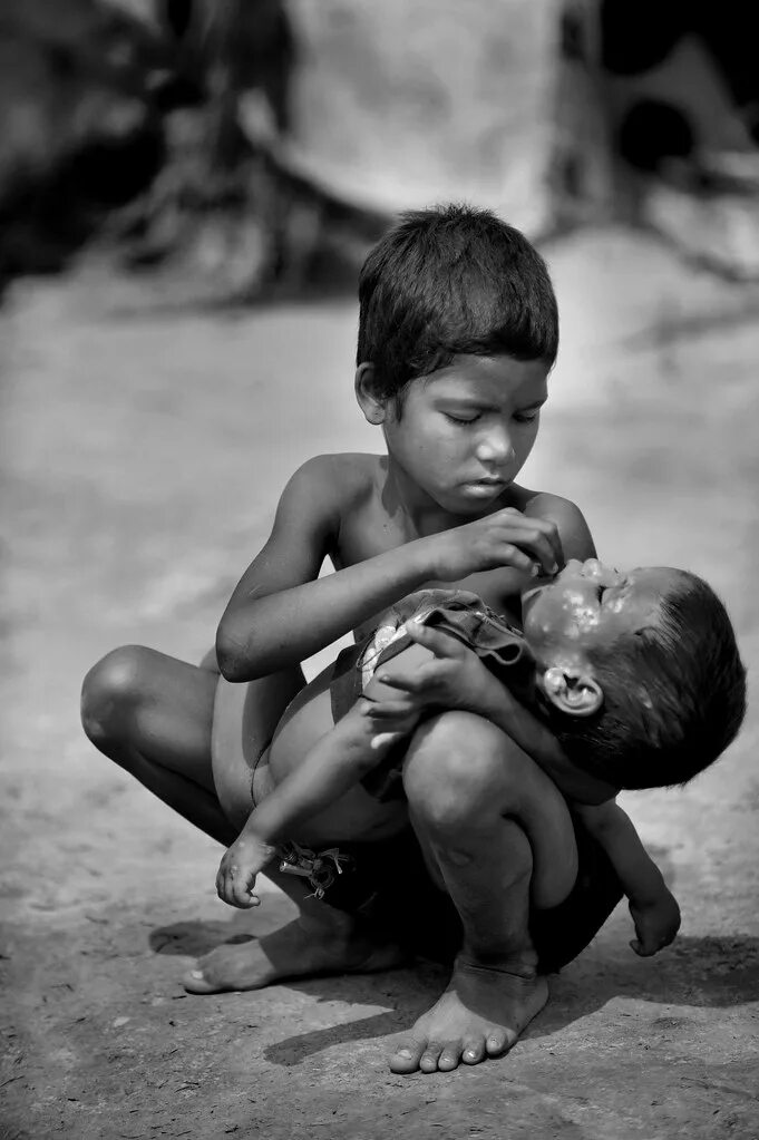 Starving people