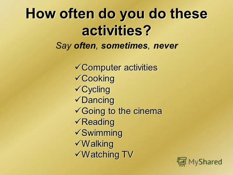 How often do you to the cinema. How often do you to the cinema