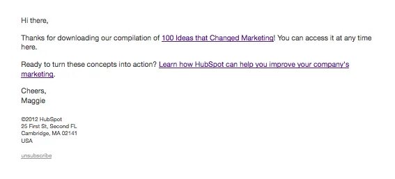 Email thanks for the information