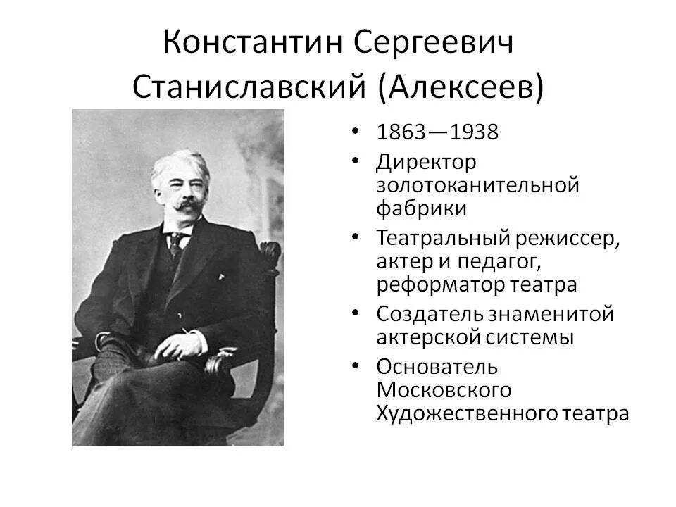 Станиславский краткая биография. Словесный портрет Станиславского. Для развития личности мецената