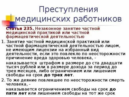 Право на занятие частной медицинской практикой