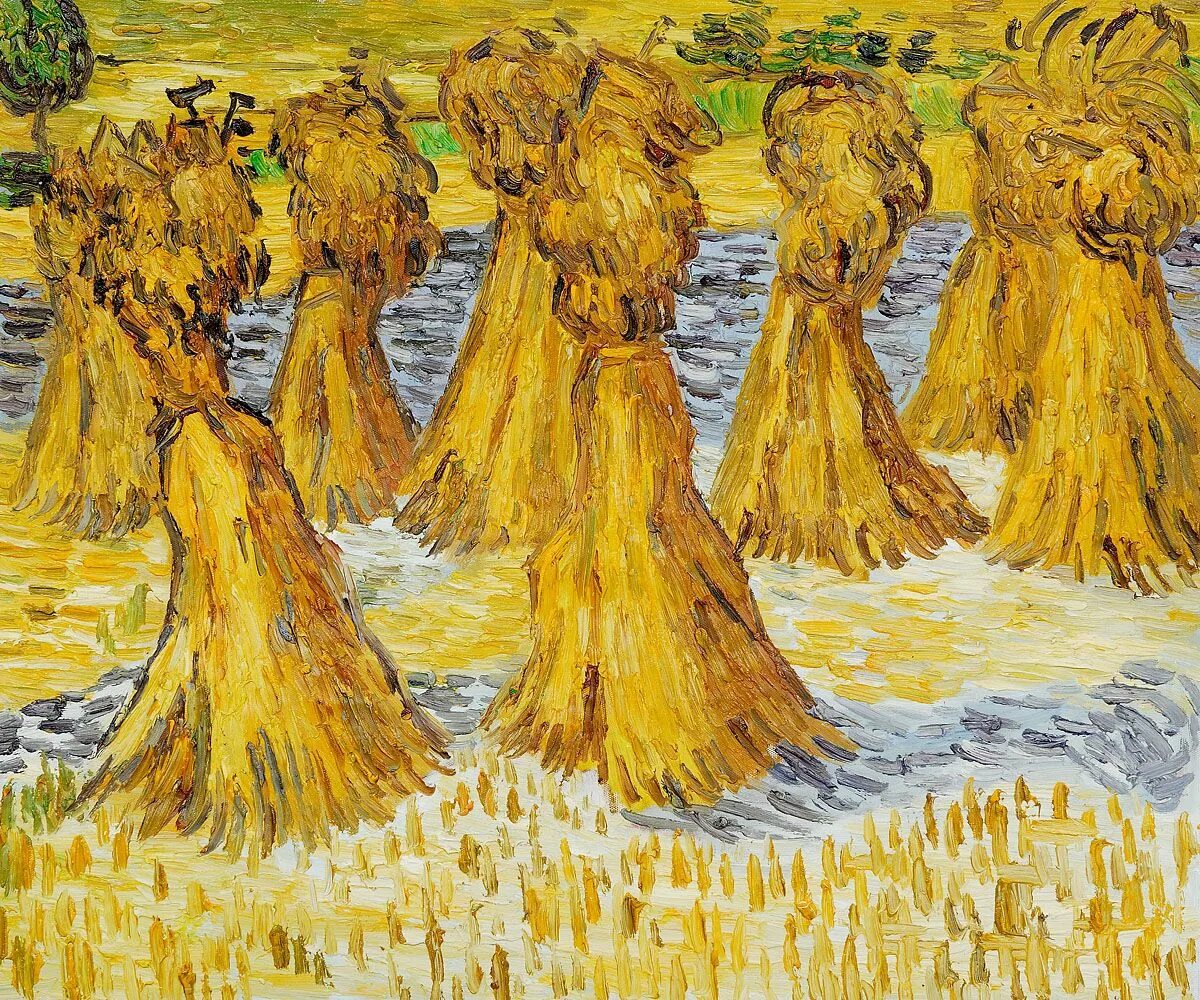 Где сушили снопы. Стога картина Ван Гога. Ван Гог снопы. Картина Ван Гога стога пшеницы. Ван Гог пшеничное поле со снопами.