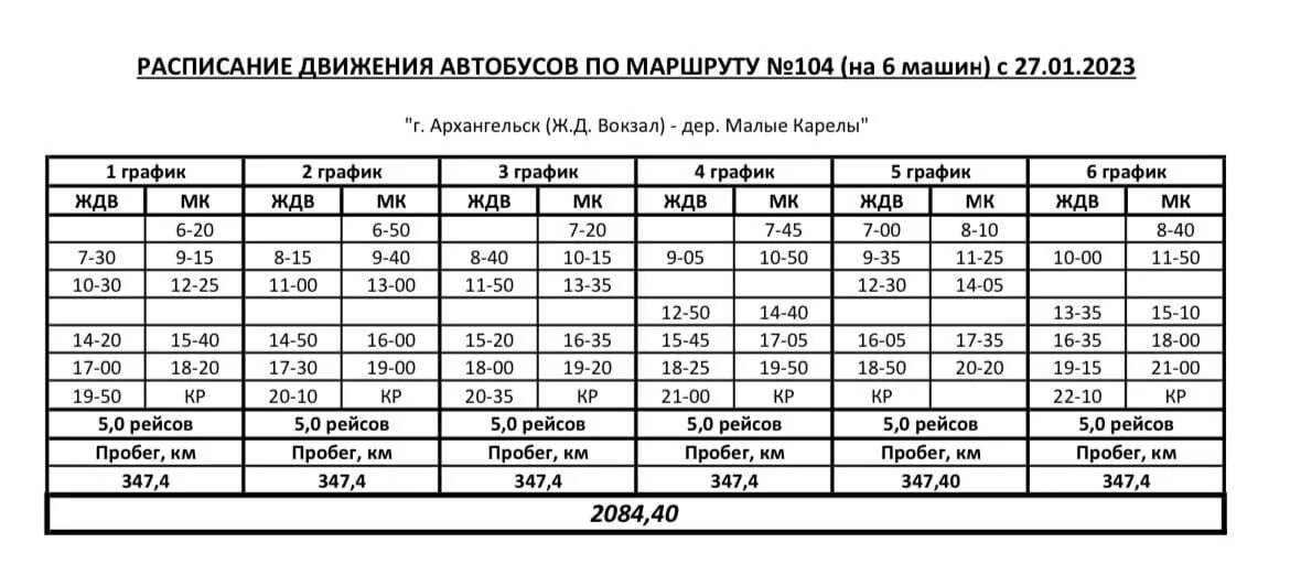 104 автобус расписание 2023