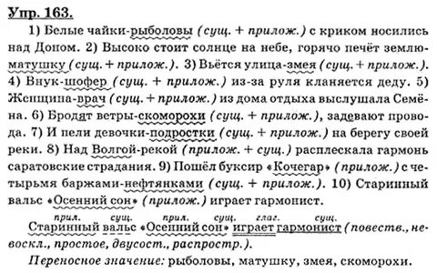 Русский язык 8 класс упр 163
