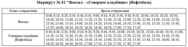 Расписание автобусов 8 северный