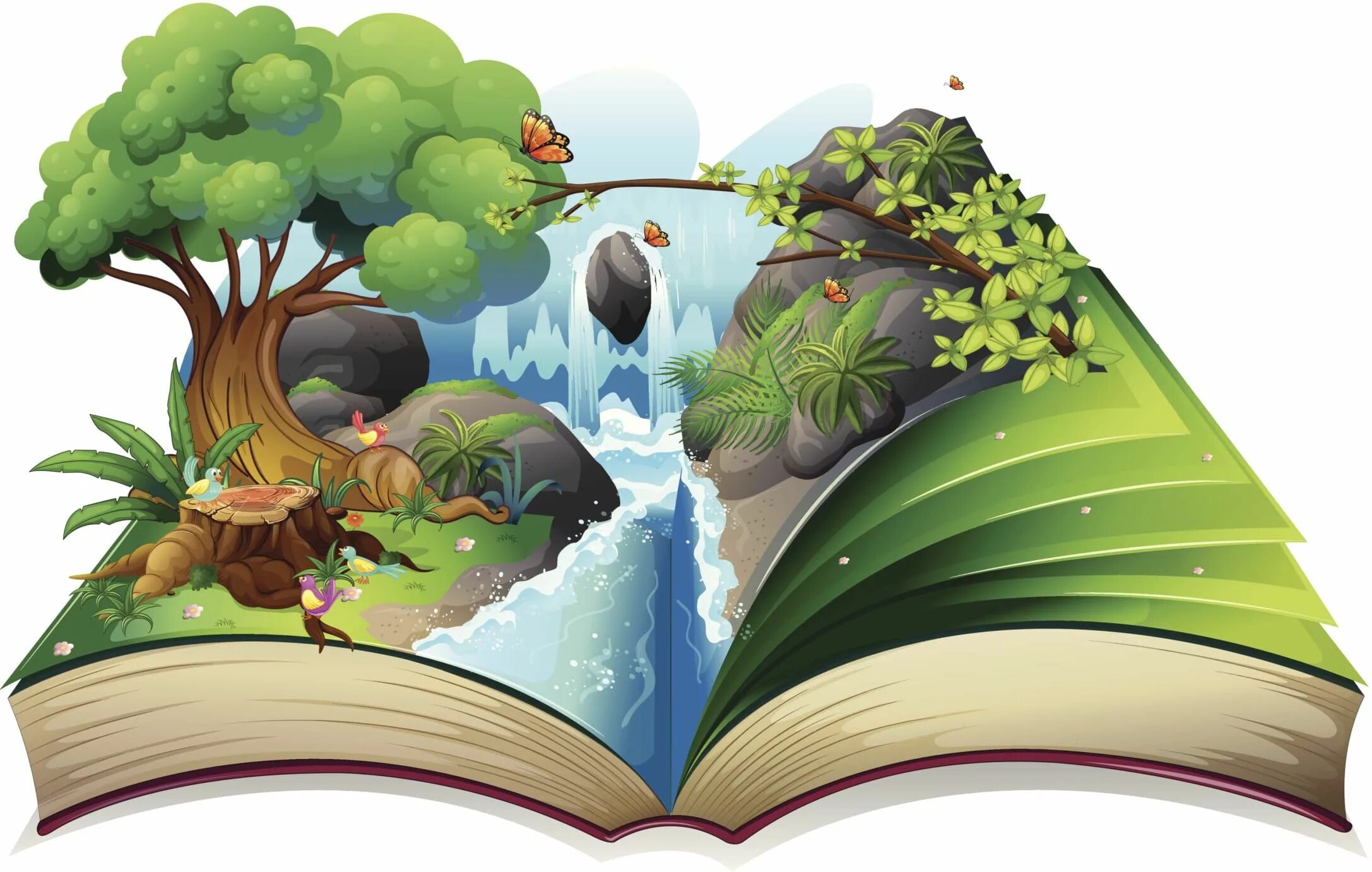 Путешествие в мир сказок. Иллюстрации к книгам. Сказочные книги для детей. Раскрытая детская книга.