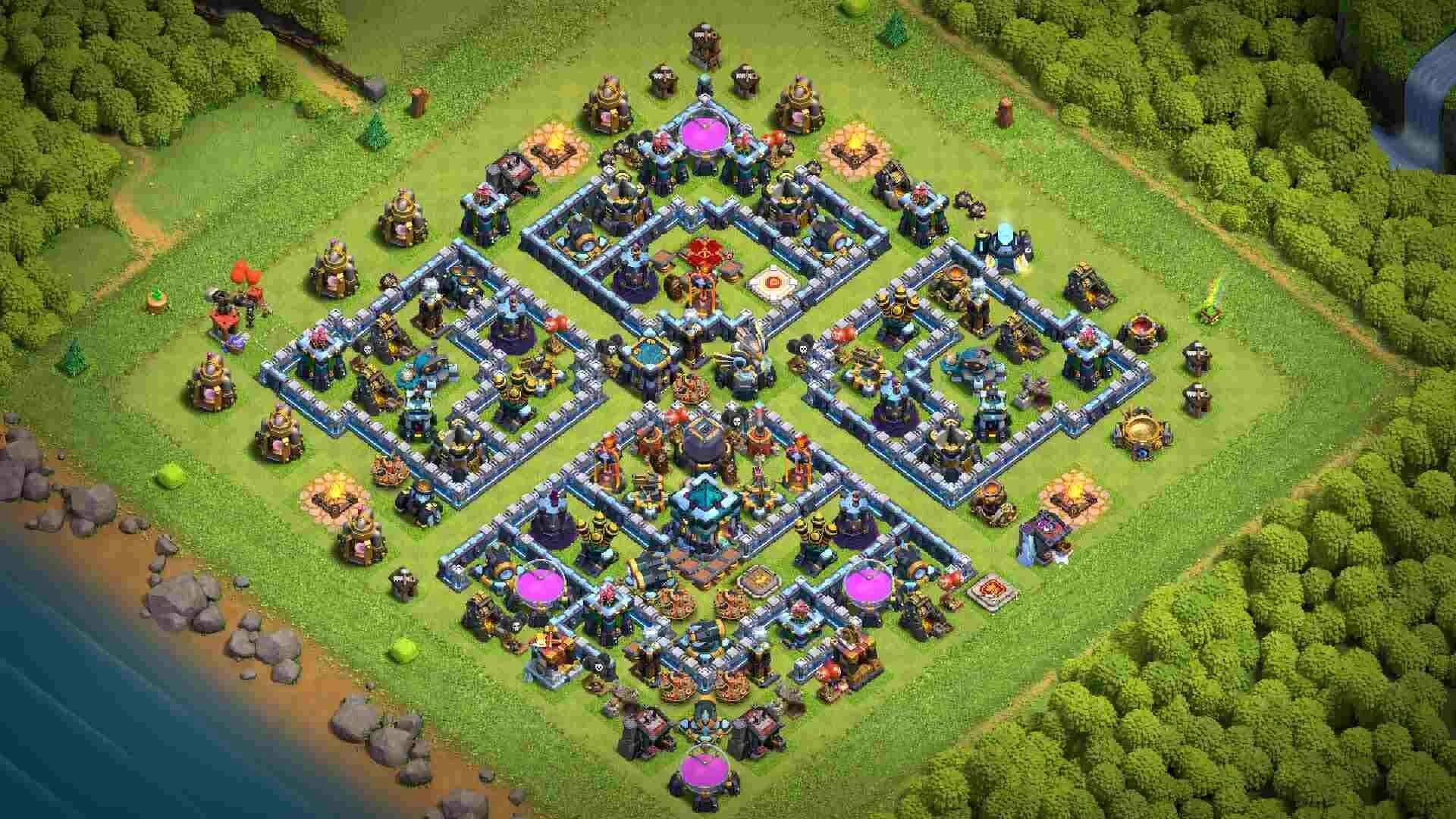 Clash of clans 13. Клэш оф кланс. Ратуша 13 ТХ клеш оф кленс. Расстановка 13 ТХ клэш оф кланс. Clash of Clans база.