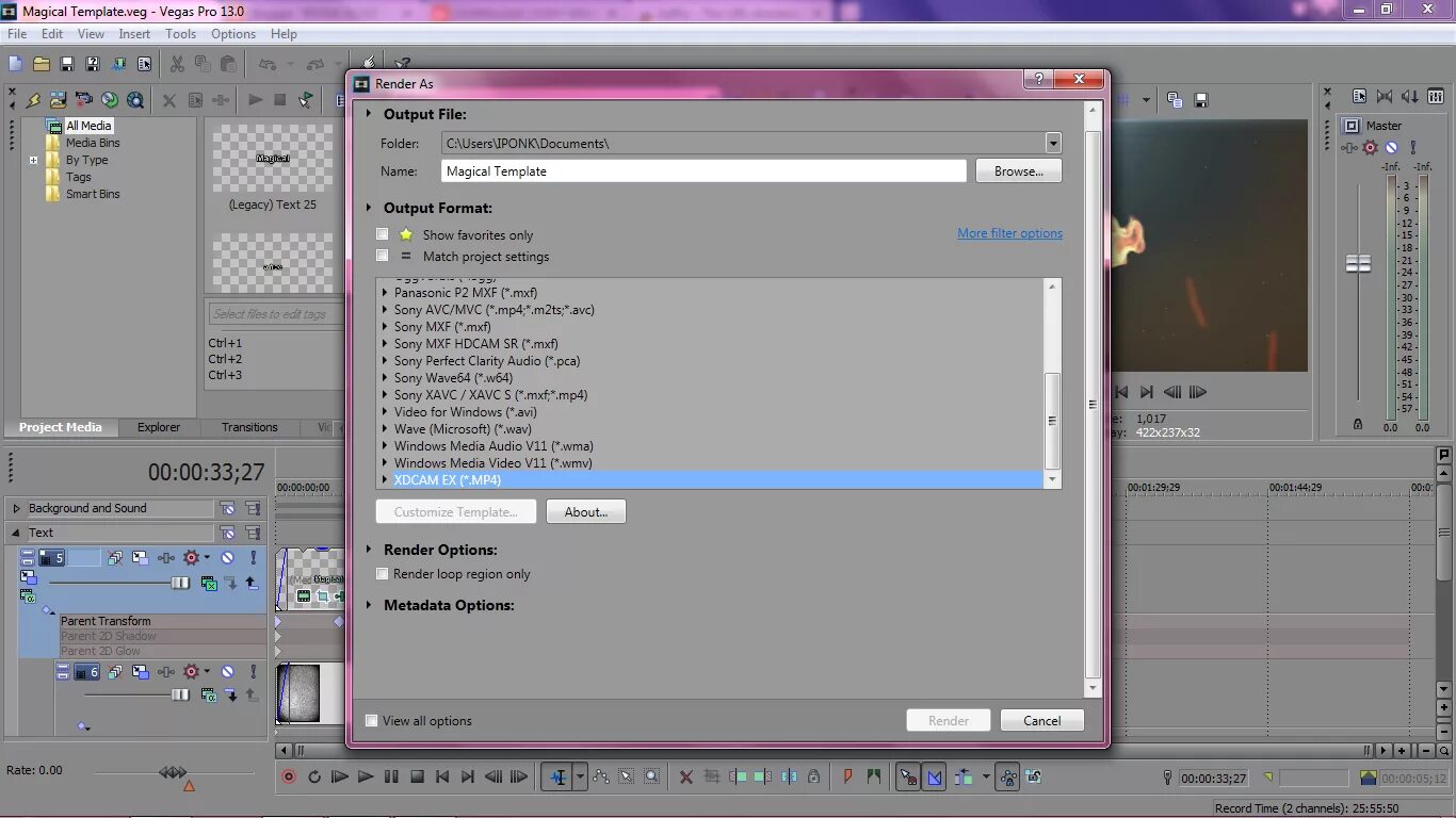 Render loop. Render options в sony vegas. окно предварительного просмотра сони вегас. black bars для сони вегас. формат экрана телефона для рендера vegas.
