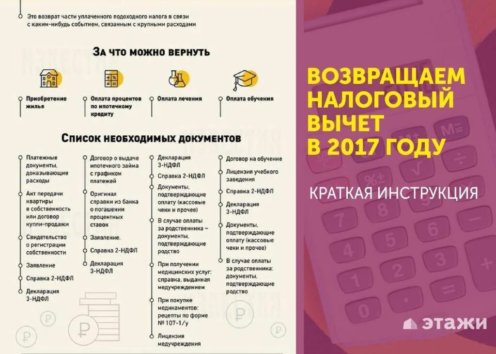 Купила квартиру как вернуть 13. Налоговый вычет. За что можно вернуть налог. Возврат подоходного налога. За что можно вернуть подоходный налог.