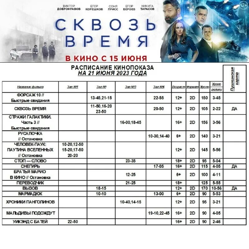 киносфера расписание