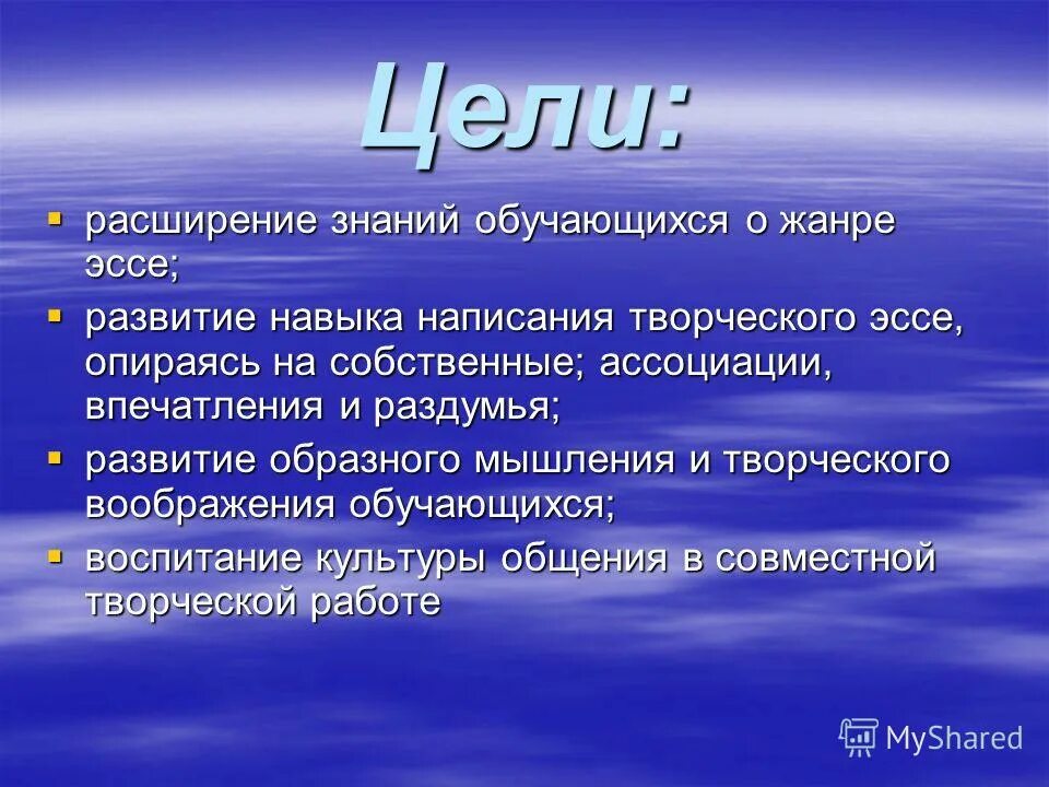 Эссе обучающегося. Эссе обучающегося