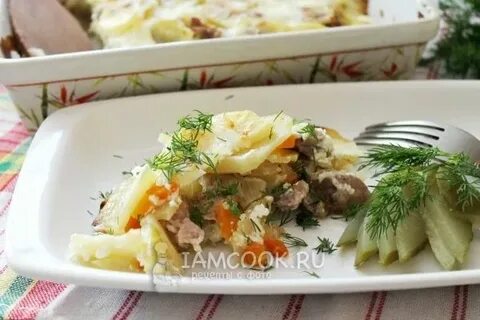 Мясо слоями с картошкой и луком