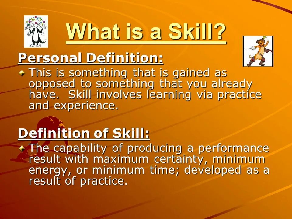 Skills definition. Skills definition