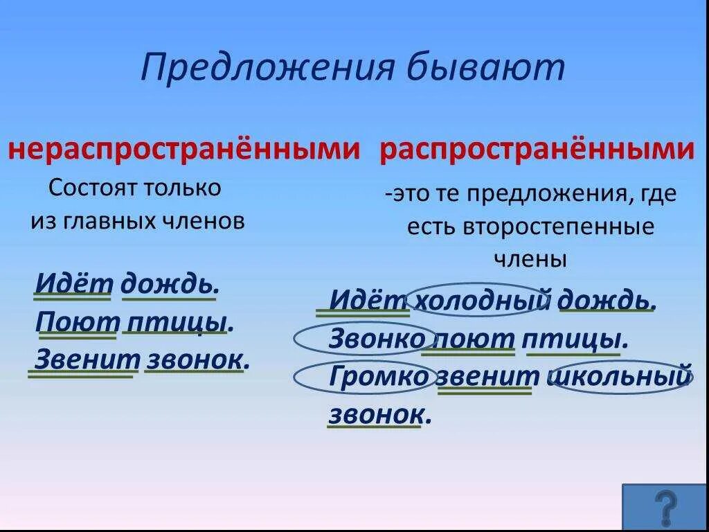 Распространи любое предложение