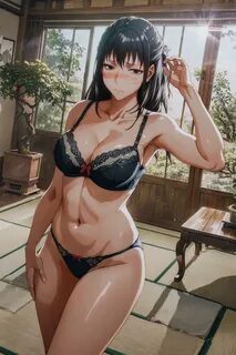 ai generated, black hair, blush, brown eyes, jujutsu kaisen, nervous, shy, ...