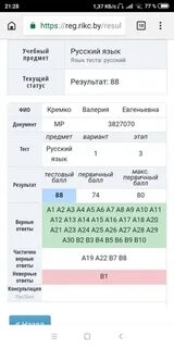 Результаты р т