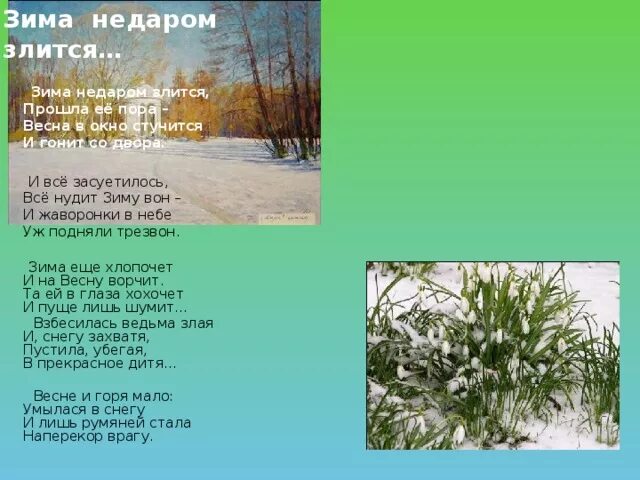 Как выучить стих зима недаром злится. Стих зима недаром злится тютчев.