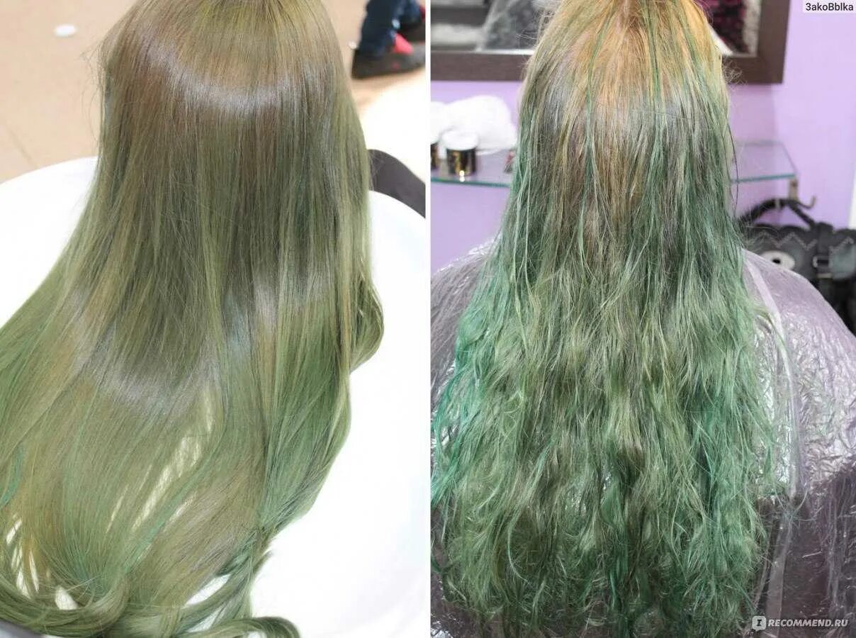 Зеленые волосы после окрашивания