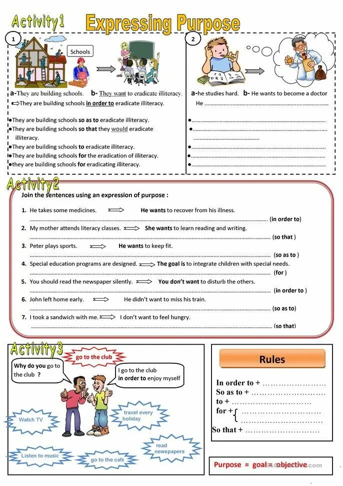 Clauses of purpose worksheets. Infinitive of purpose worksheets. infinitive of purpose worksheets for kids. reason purpose worksheet.