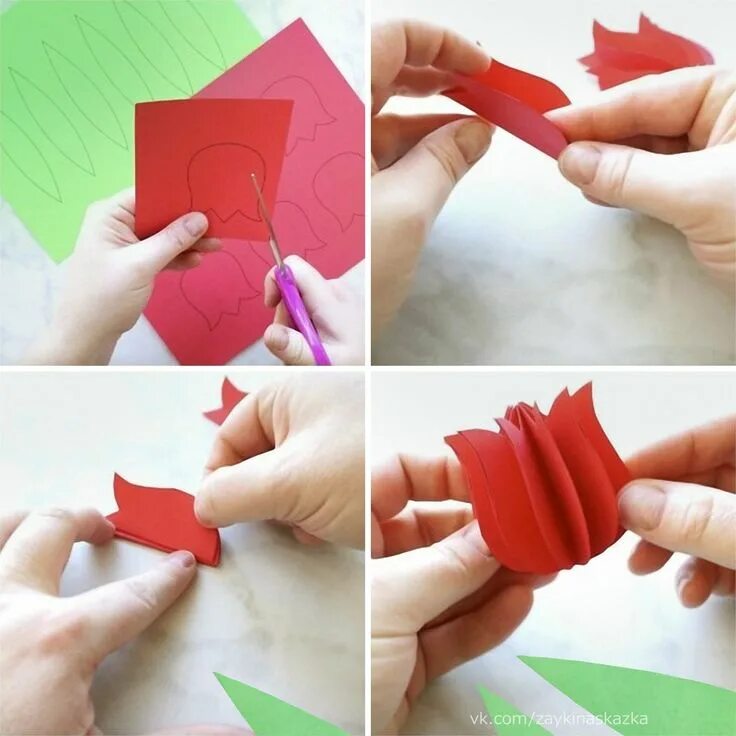 Как вырезать тюльпан из бумаги. Заготовка цветок для аппликации. Тюльпан из салфетки бумажной пошагово. Тюльпаны из цветной бумаги. Шаблон объемного тюльпана.