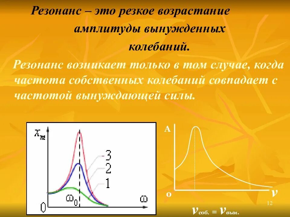 При каком условии наблюдается резонанс. Резонанс. резонанс колебаний. резонансик. резкое возрастание амплитуды колебаний.