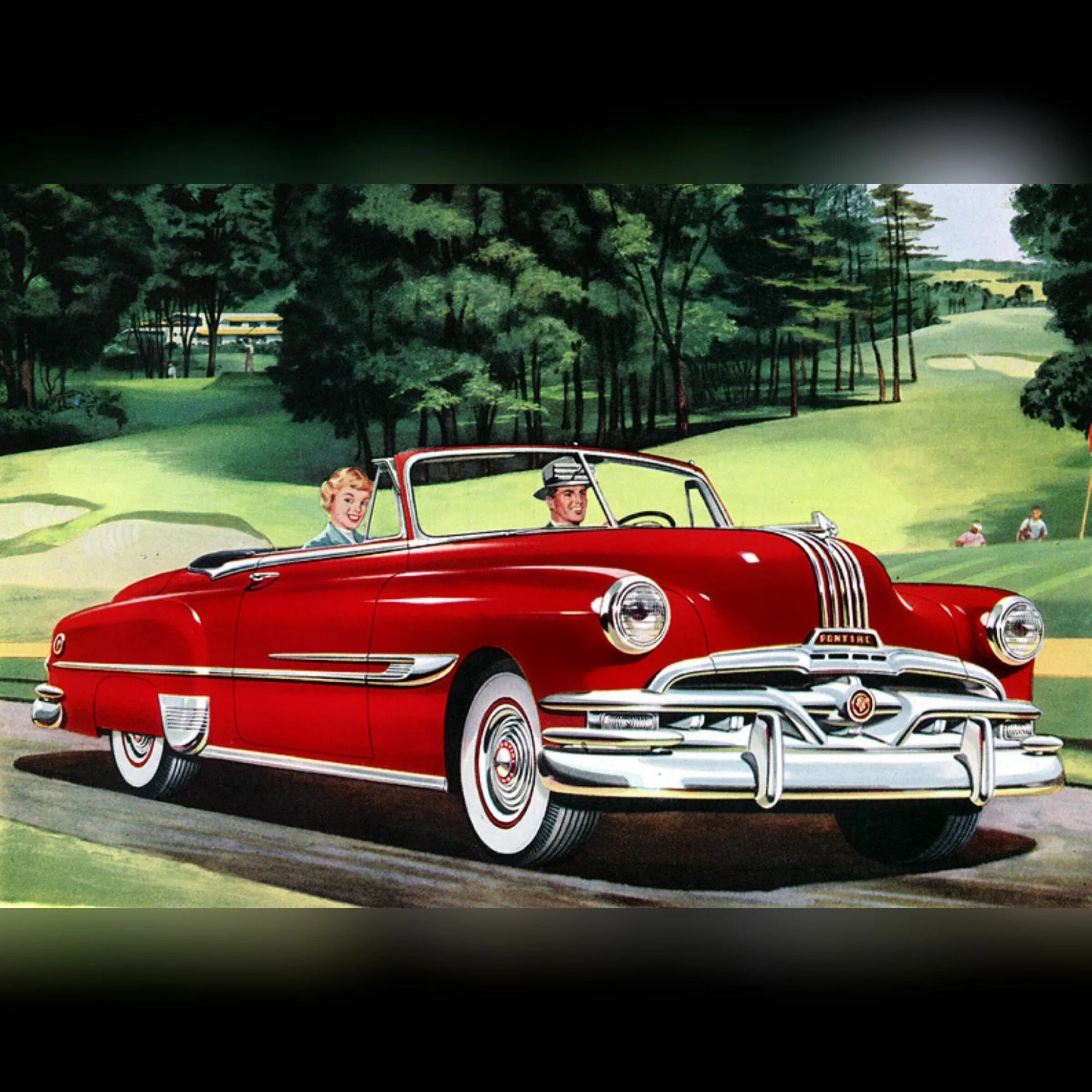 A car s life. Pontiac 1952. Понтиак кабриолет 1950. Красный винтажный автомобиль. Ретро плакаты автомобилей.