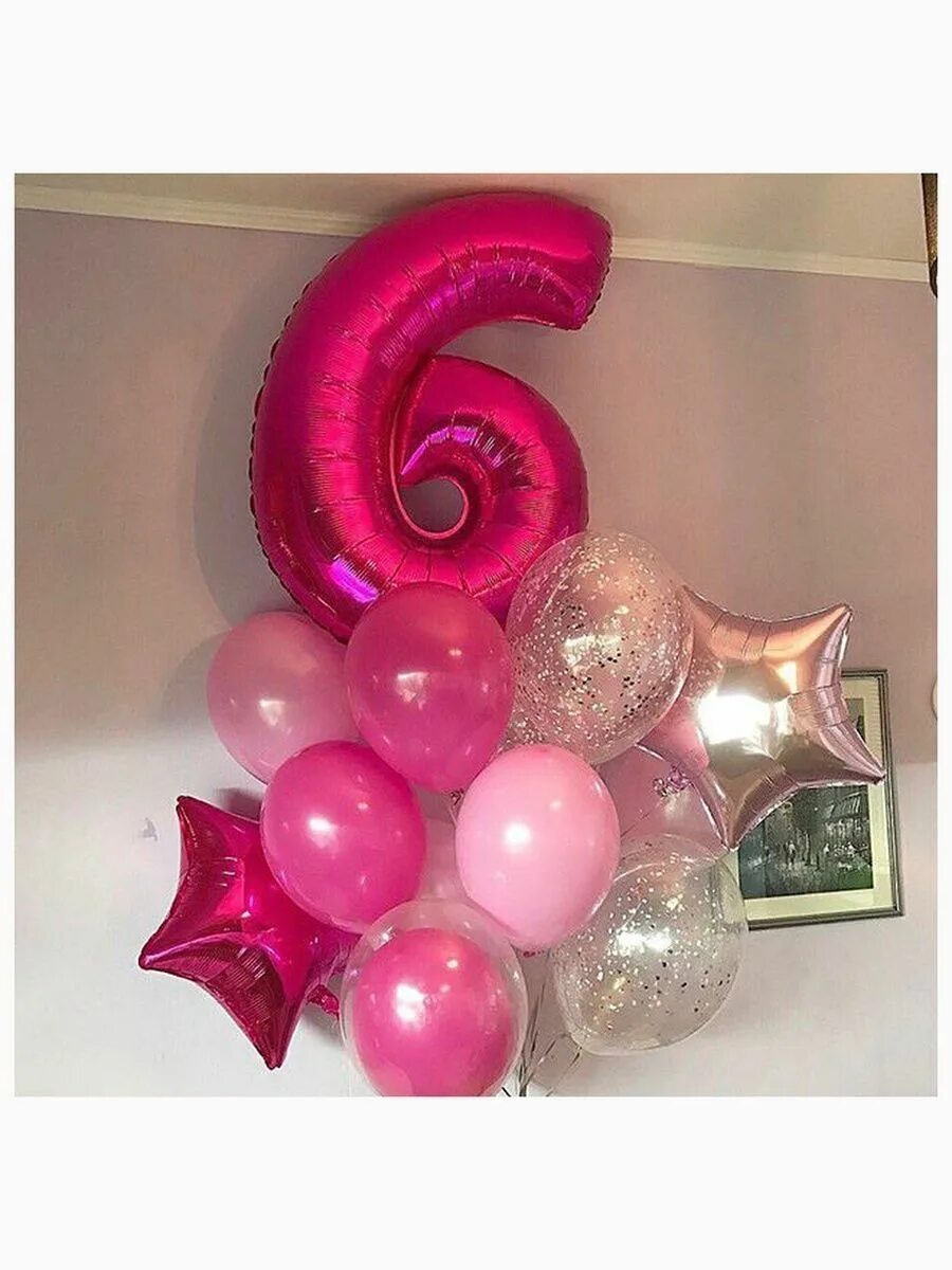Воздушные шарики 5 см. Шар "цифра 6" фуксия 99 см. Шары на день рождения девочке. Композиция из шаров на день рождения. Композиция из шаров для девочки.