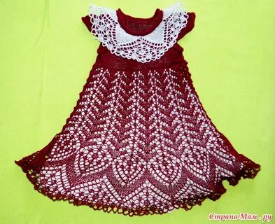 Ажурное детское платье спицами