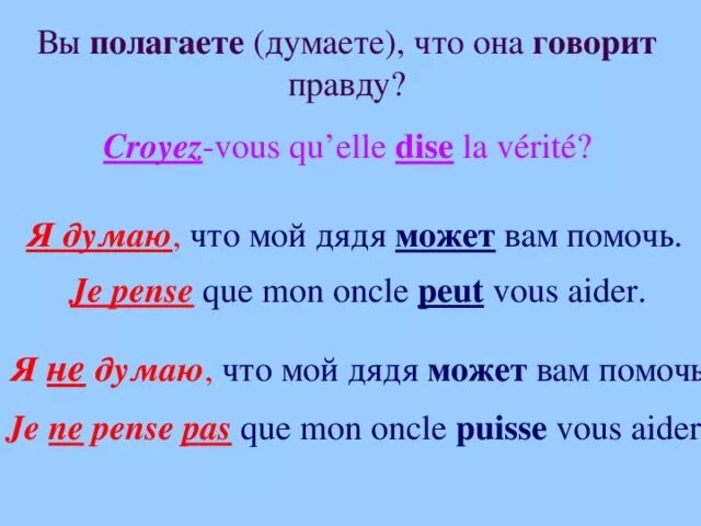 Сослагательное наклонение во французском языке. Сослагательное наклонение subjonctif во французском языке. Subjonctif présent во французском языке. Условное сослагательное наклонение во французском языке. Думать полагать 5