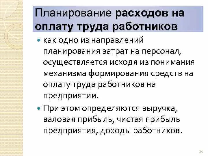 Планирование заработной платы работников