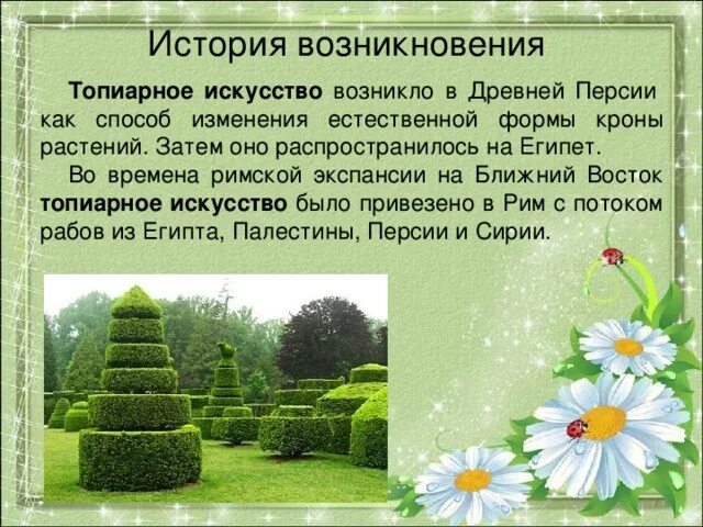 Сообщение о топиарном искусстве. Топиарное искусство история возникновения. топиарное искусство сообщение. топиарное искусство презентация. сообщение на тему топиарное искусство.