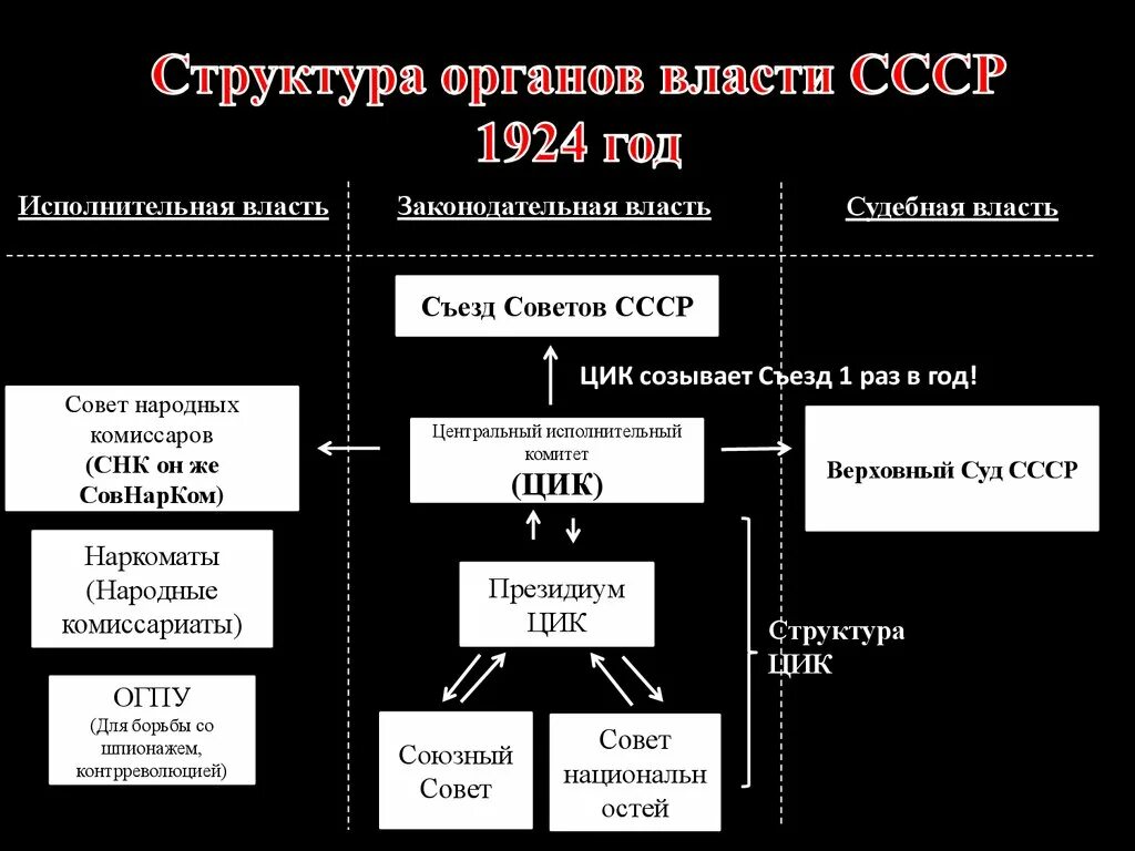 Высшие исполнительные органы конституции 1924. Структура органов власти СССР 1924. Центральные органы власти СССР по Конституции СССР 1924. Структура власти в СССР по Конституции 1924. Конституция СССР 1924 ветви власти.