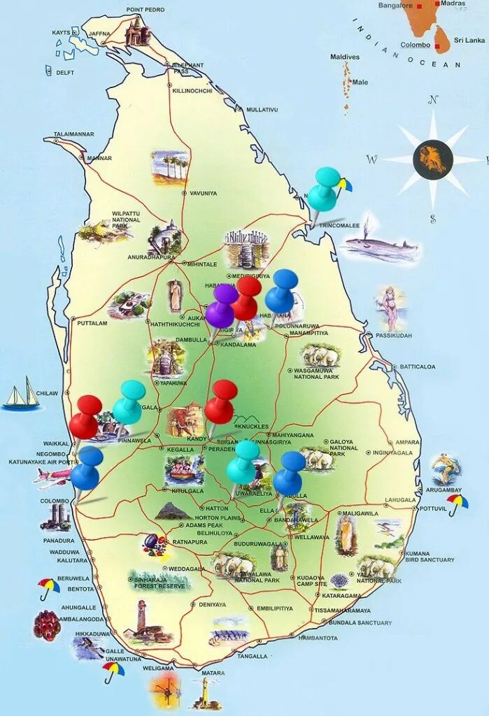 Карта достопримечательности шри. Унаватуна Шри Ланка на карте. Хиккадува Шри Ланка на карте. Unawatuna Шри Ланка на карте. Хиккадува на карте Шри Ланки.