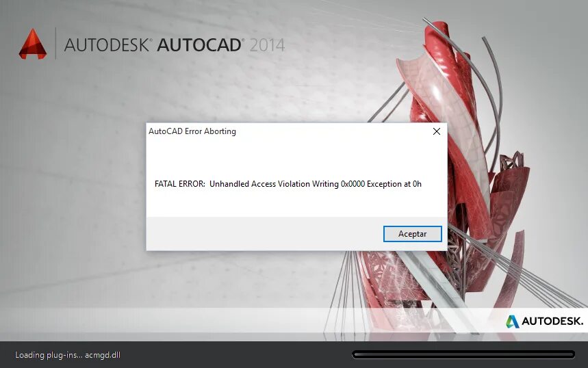 Fatal error unhandled access violation reading. Автокад 2014. Фатальная ошибка в автокаде. Фатальная ошибка это в автокаде как исправить.
