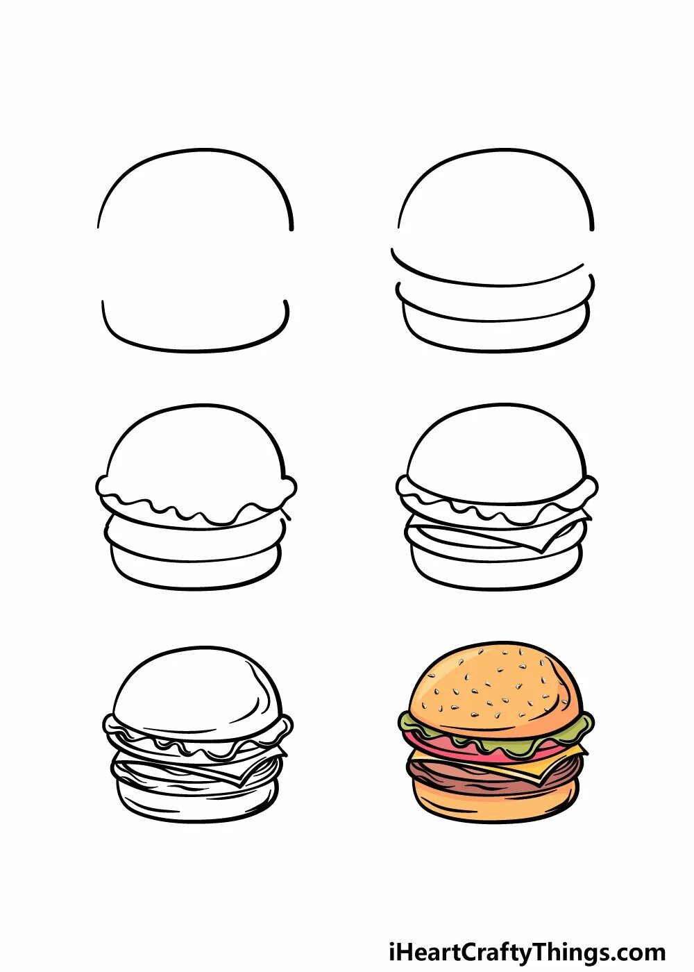 Гамбургеры пошагово. Бургер рисунок. Бургер для рисования. Нарисовать бургер. Нарисованный гамбургер.
