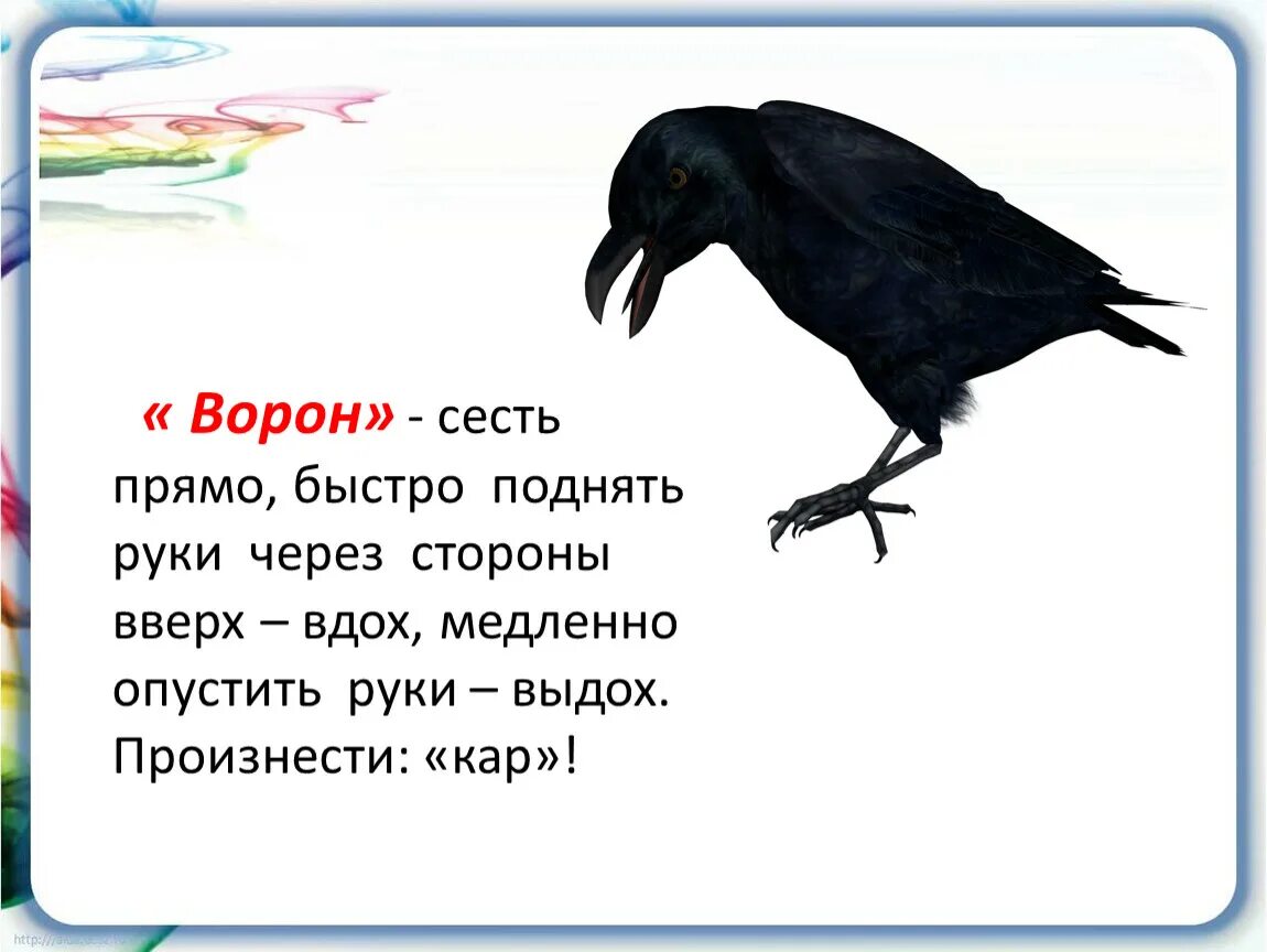 Стихотворение про ворону опиши как выглядит ворона. Дыхательная гимнастика ворона. дыхание ворона упражнение. пальчиковая гимнастика ворона. дыхательная гимнастика про ворону.