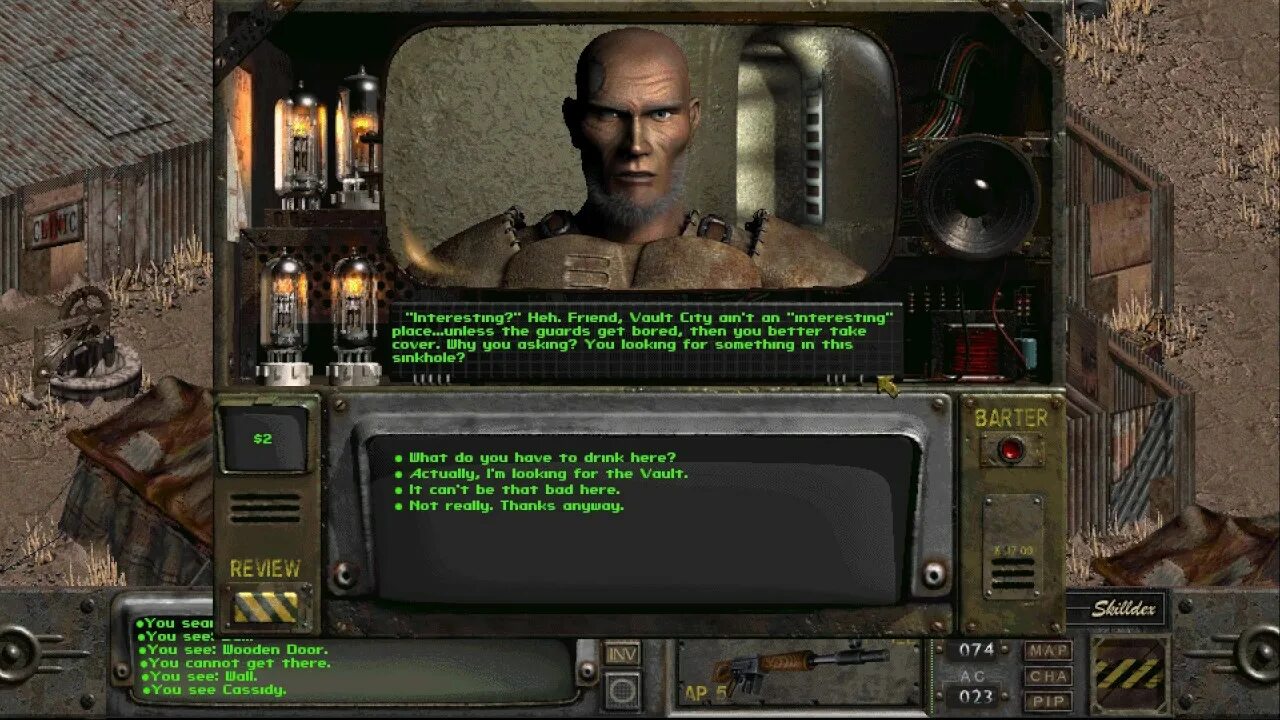 Fallout 2 как открыть дверь. Фоллаут 2 диалоговое окно. джон кэссиди фоллаут 2. прибор fallout 2 олимпия. кэссиди fallout 2.