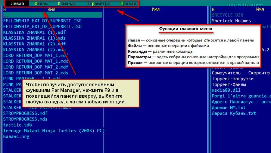 Far Manager меню. Меню пользователя в far Manager. Far команды. Far оболочка.