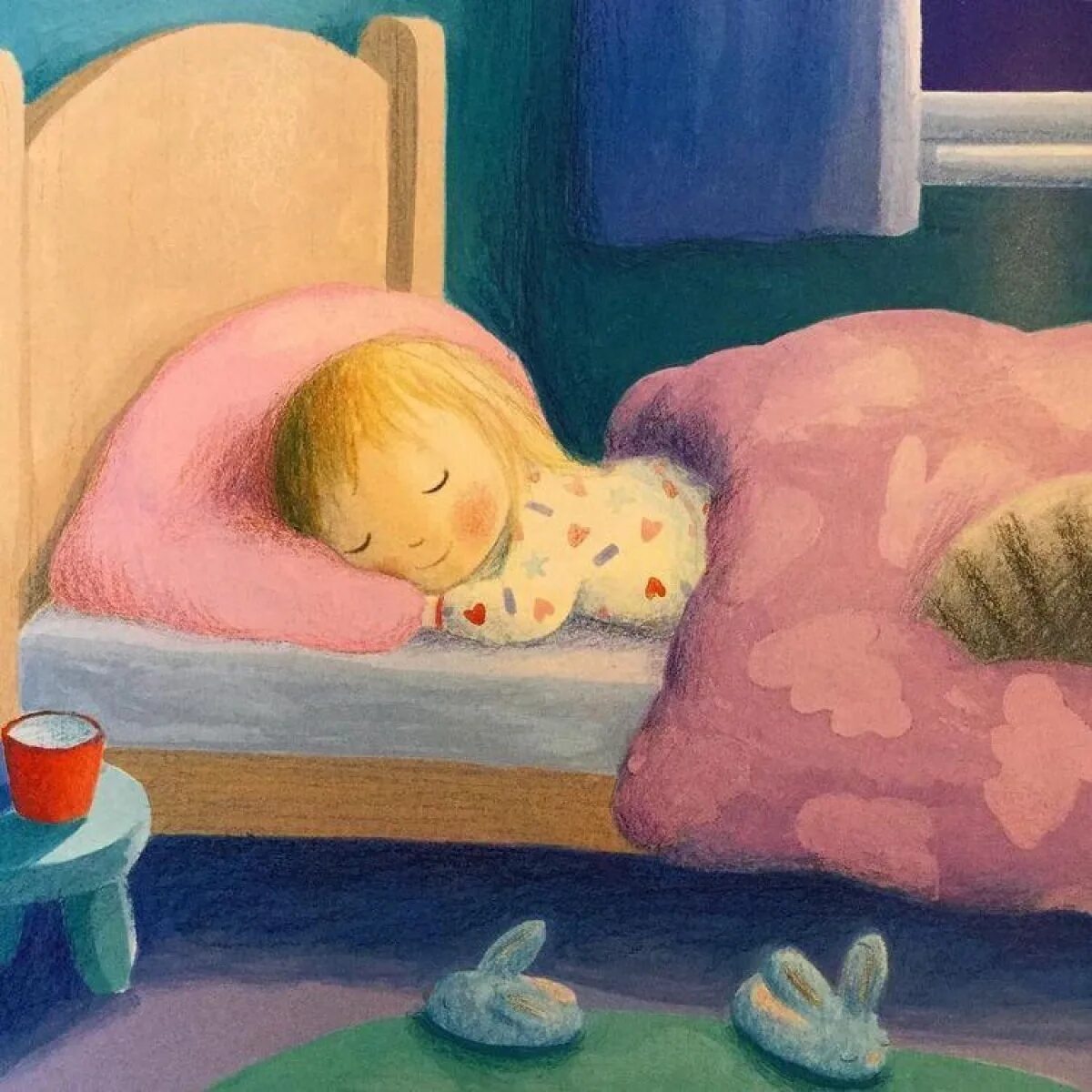 Спящий ребенок. Детские иллюстрации сон. История на ночь для детей 4 5