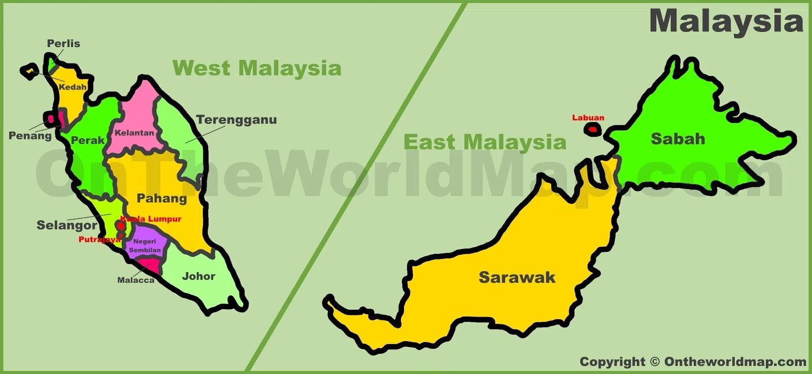 Штаты малайзии. Административно-территориальное деление Малайзии. Административное деление Малайзии. Штаты Малайзии на карте. Малайзия карта административное деление.