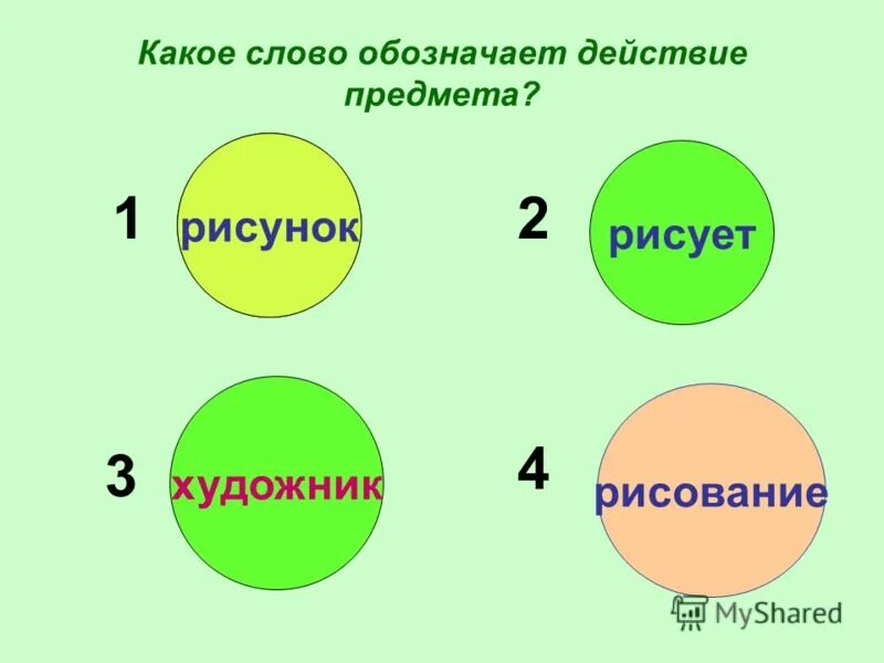 Слова обозначающие действие предмета 2 класс