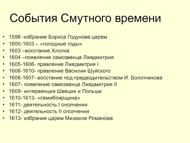 главные даты в правлении ивана 4. основные события смутного времени таблица дата событие. 7. 7. хронологическая таблица основные события смуты 1604-1618 годах.