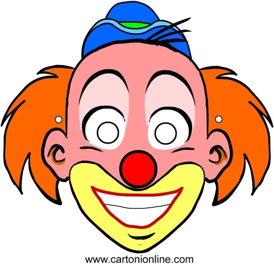 Маска веселого клоуна. Детская маска клоуна. Лицо клоуна.