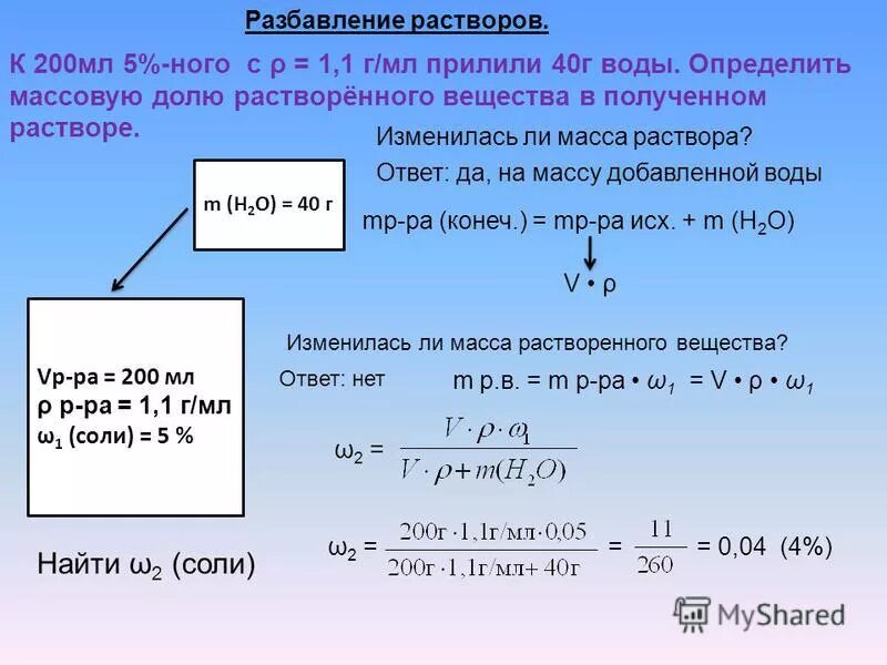Масса раствора nacl. Разбавление растворов. задачи на массовую долю раствора. формула для расчета массовой доли растворенного вещества. формула разведения растворов.