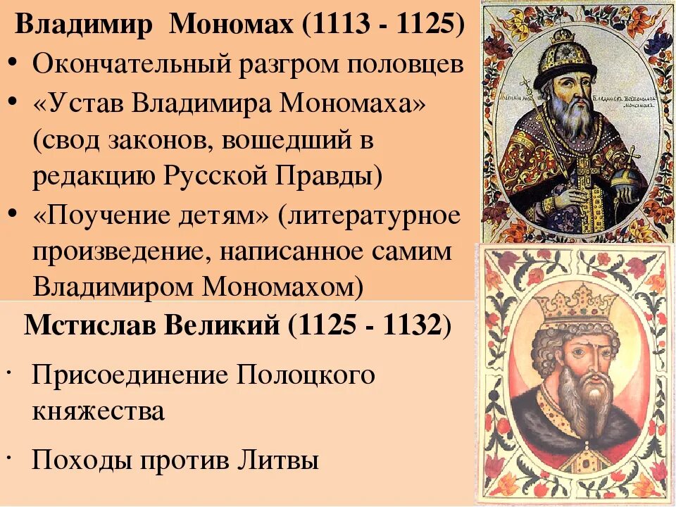 Действия князя владимира. Внешняя политика Мстислава Великого 1125-1132.