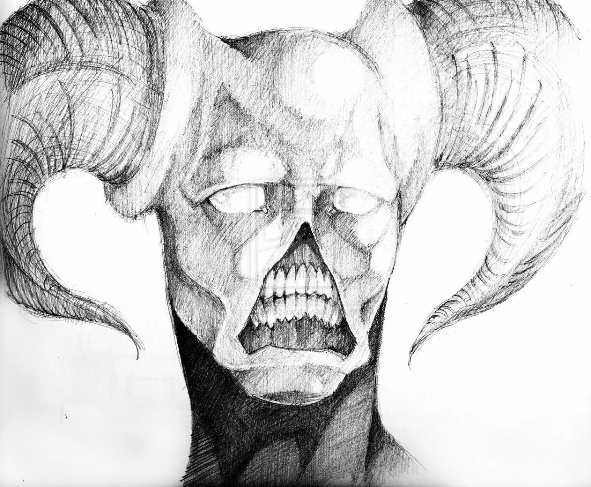 Демон рисунок. Демон карандашом. Дьявол рисунок. Страшные рисунки карандашом. Легкий рог