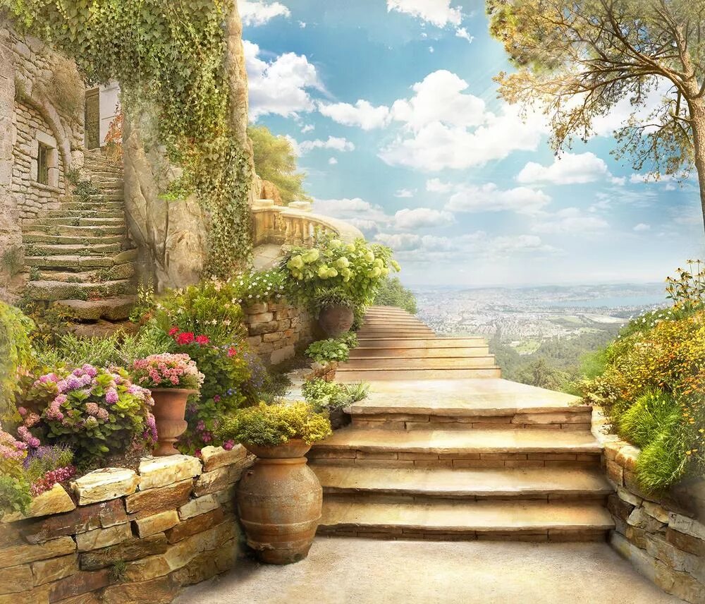 Фрески апплико горы. Лестница пейзаж. Томас кинкаде художник сады. Жан марк жаньячик прованс. Лестница пейзаж.