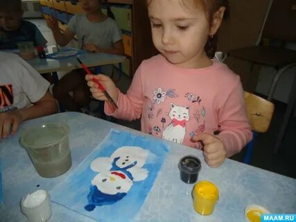 Рисование снеговика в младшей группе