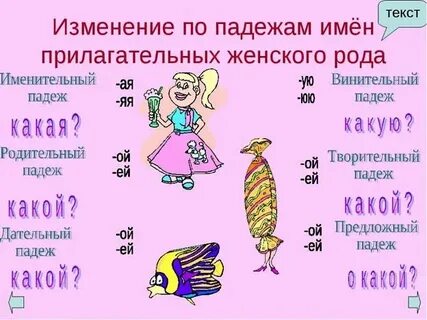 Прилагательные винительного падежа женского рода