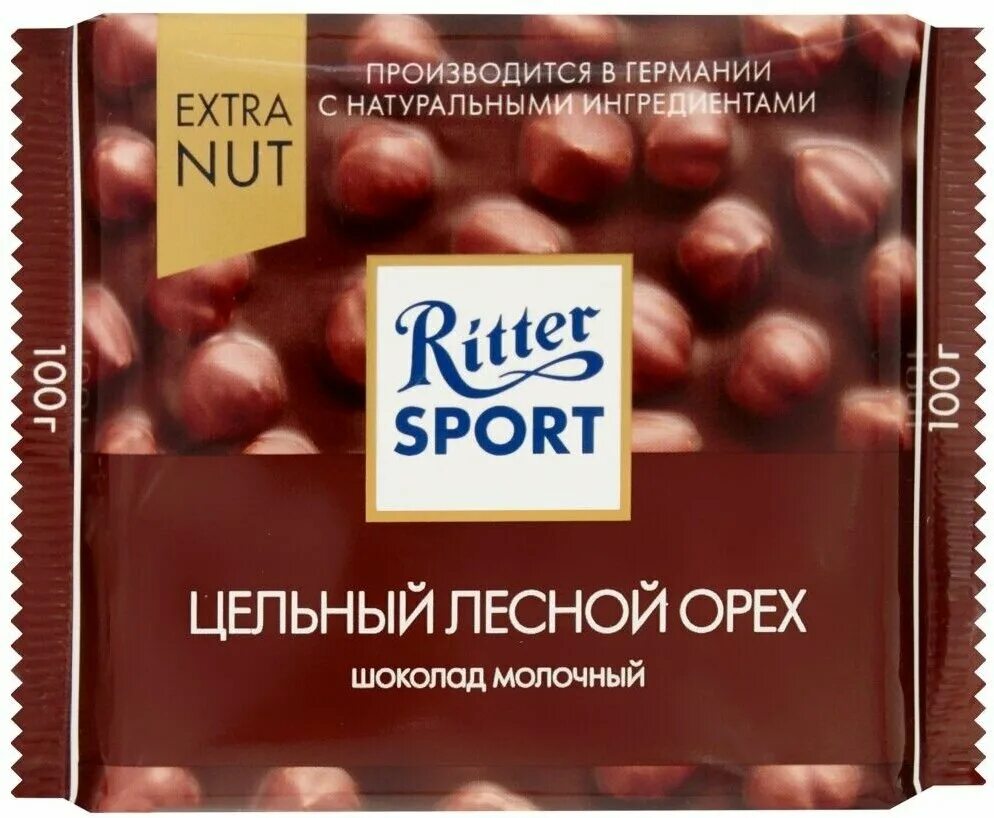 Шоколад орех ritter sport. Шоколад Риттер спорт цельный Лесной орех молочный 100г. Шоколад молочный Ritter Sport Лесной орех 100г. Риттер спорт цельный Лесной орех 100. Молочный шоколад с цельным лесным орехом Риттер спорт.